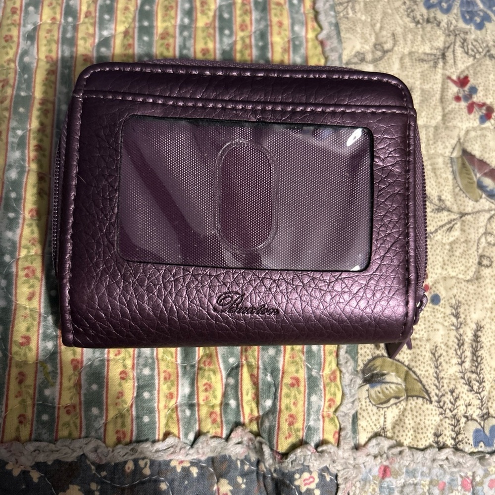 BUXTON Purple Leather RFID Compact Wallet
